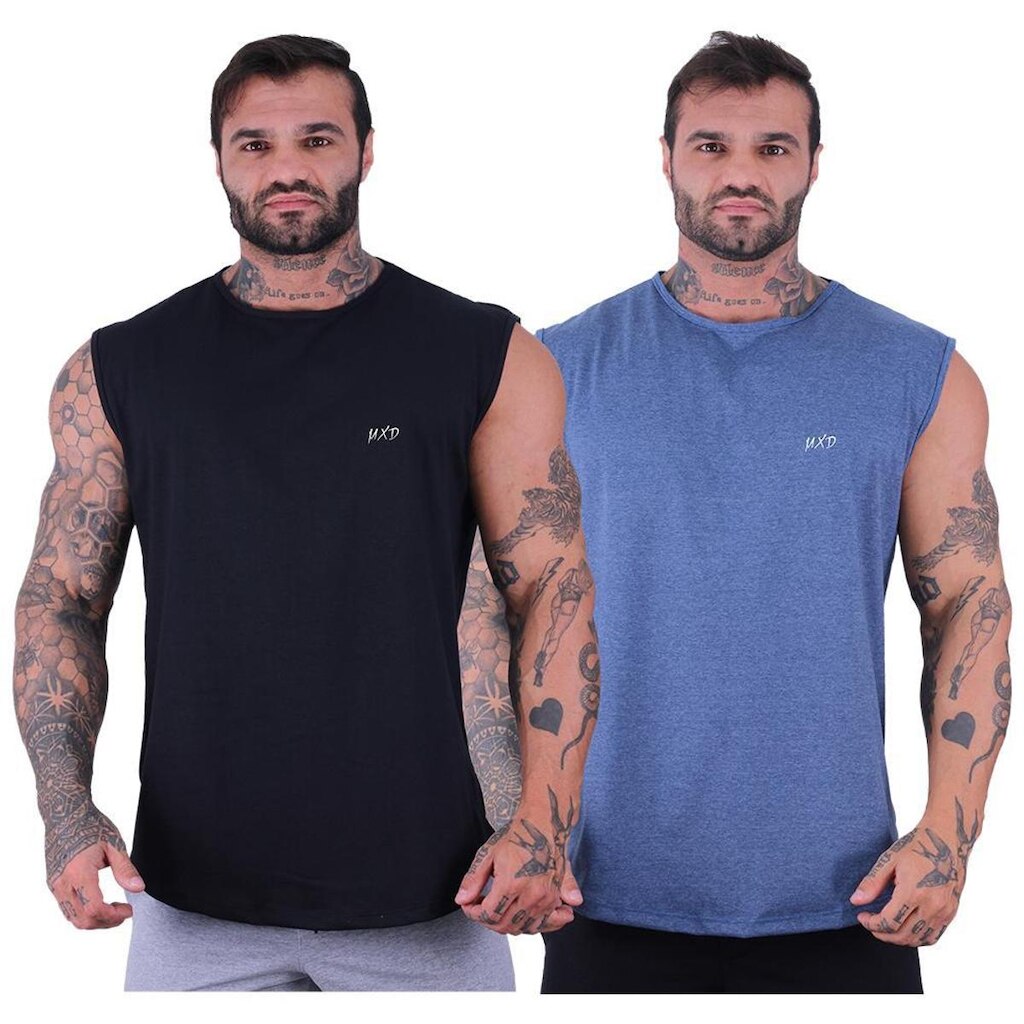 Kit 2 Regata Machão Longline Estilo Básico Grife MXD Conceit