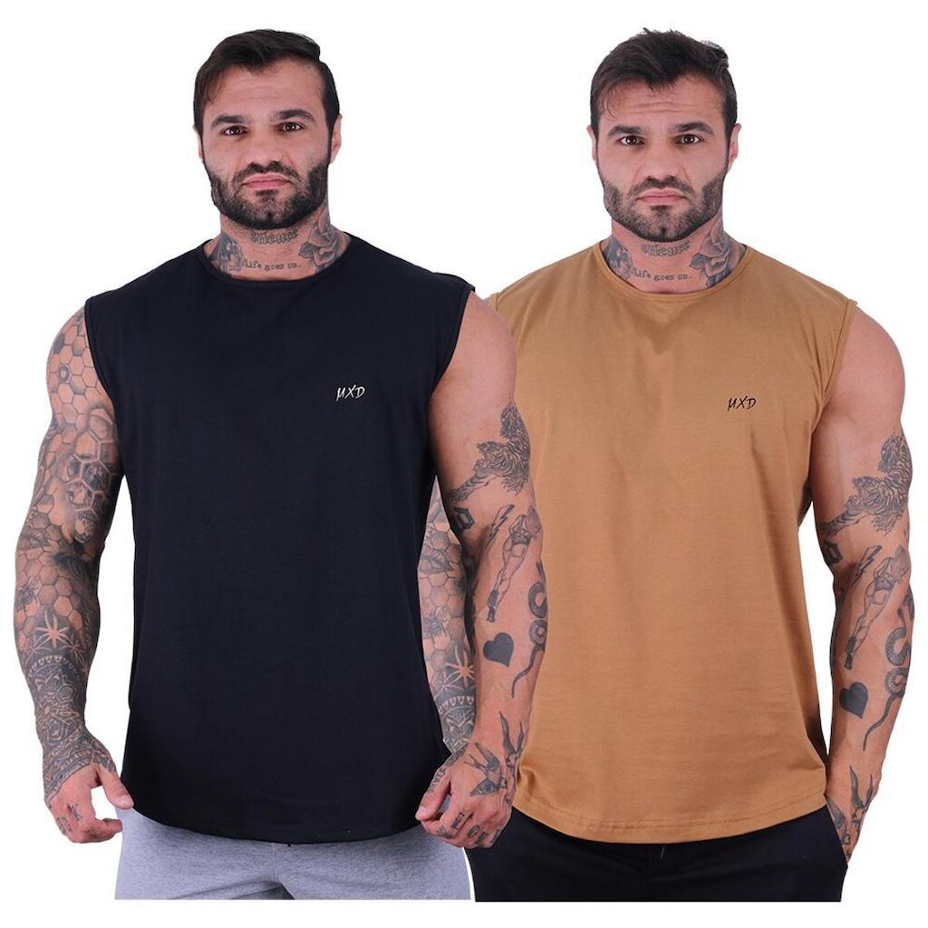 Kit 2 Regata Machão Longline Estilo Básico Grife MXD Conceit