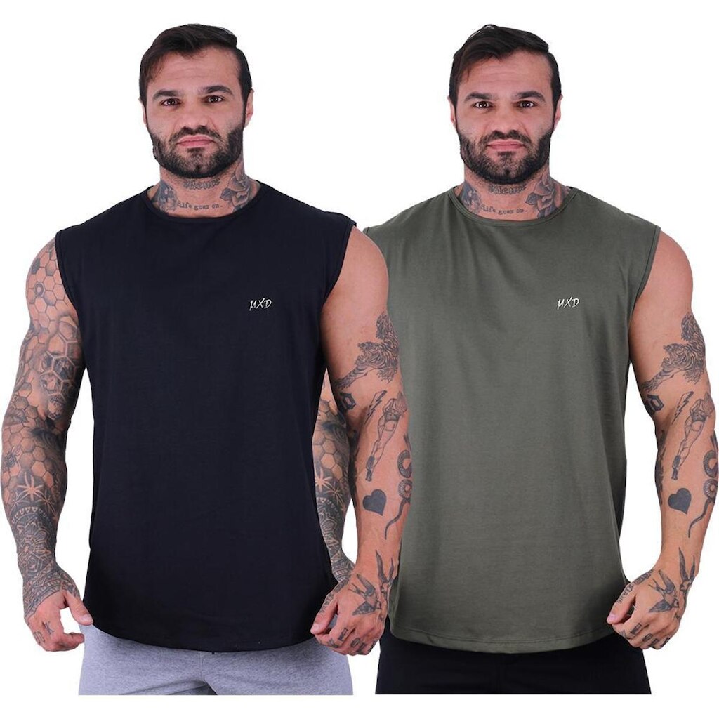Kit 2 Regata Machão Longline Estilo Básico Grife MXD Conceit