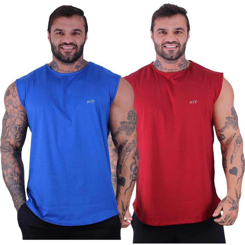 Kit 2 Regata Machão Longline Estilo Básico Grife MXD Conceit