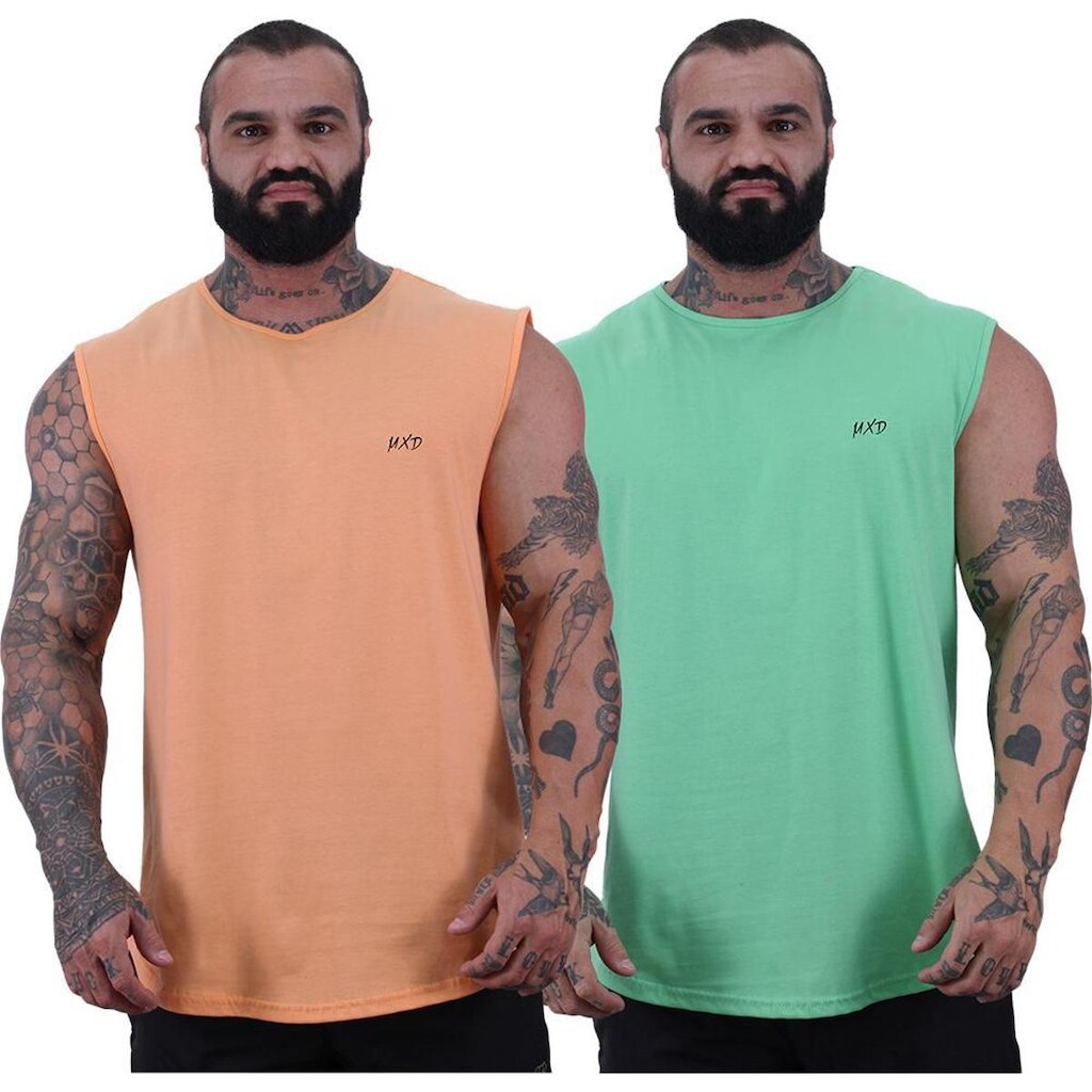 Kit 2 Regata Machão Longline Estilo Básico Grife MXD Conceit
