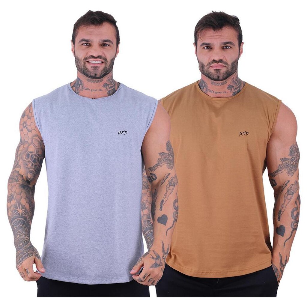 Kit 2 Regata Machão Longline Estilo Básico Grife MXD Conceit