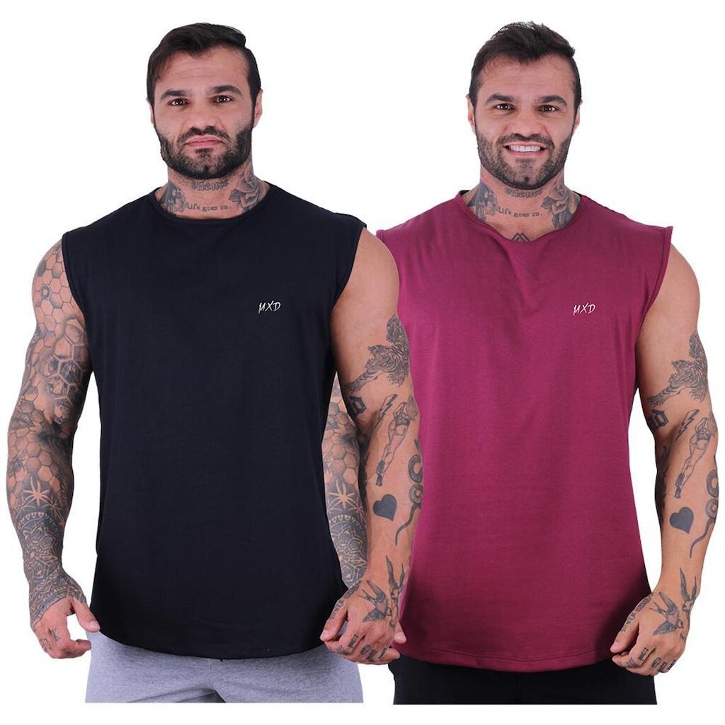 Kit 2 Regata Machão Longline Estilo Básico Grife MXD Conceit
