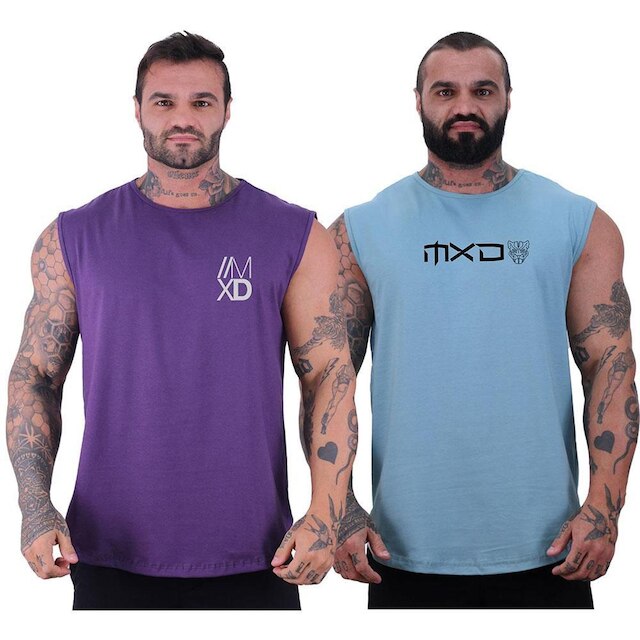 Kit 2 Regata Machão Longline Estilo Básico Logos Diversa MXD Cor:;Tamanho:M;Gênero:Masculino