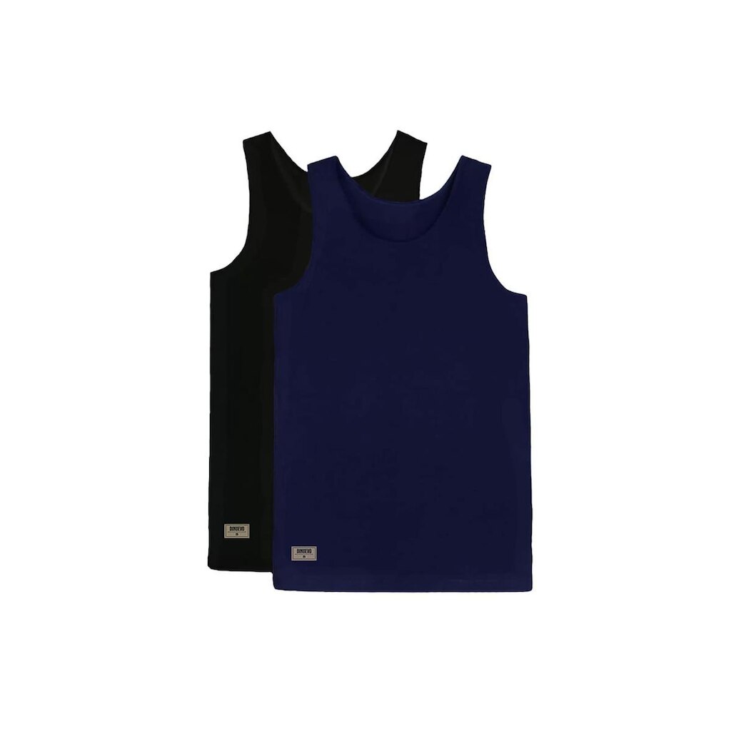 Kit 2 regatas Argeny Preta e Azul Lisa 100% Algodão