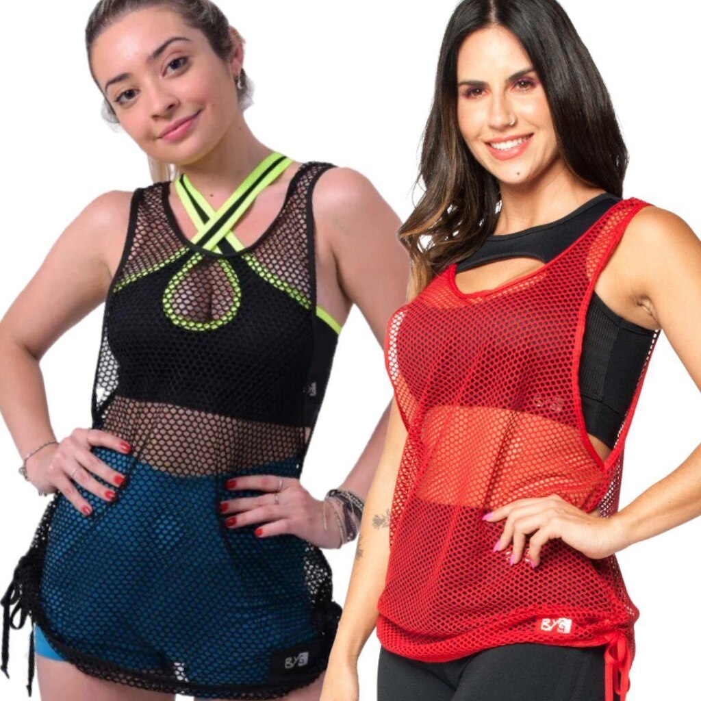 Kit 2 Regatas Arrastão Tie Preta e Branca