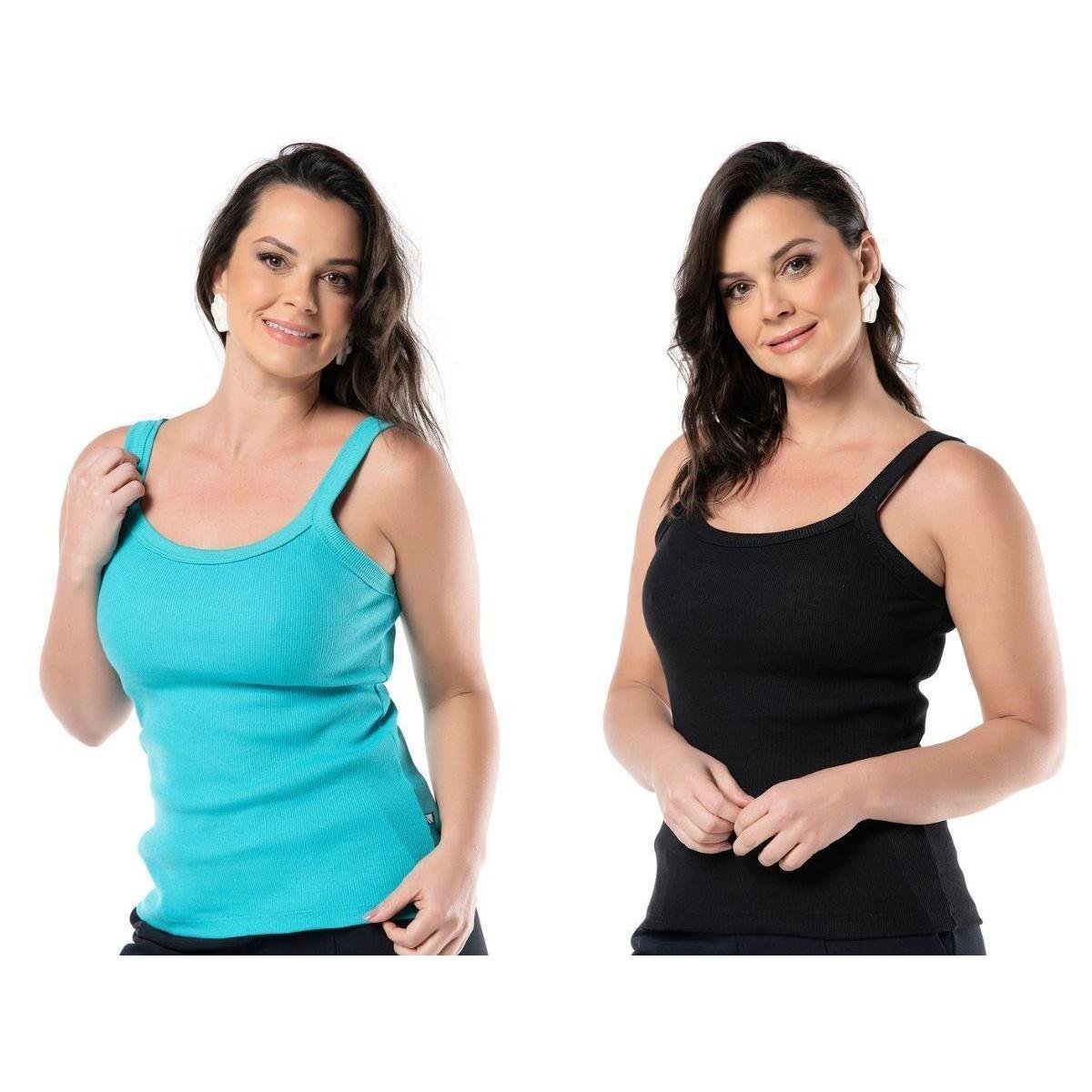 Kit 2 Regatas Canelada Feminina Algodão Regatinha Camiseta Camisa Regata Menor preço em Kit 2 Regatas Canelada Feminina Algodão Regatinha Camiseta Camisa Regata