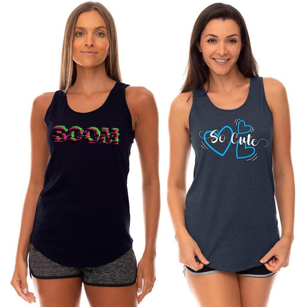 Kit 2 Regatas Longline Feminina MXD Conceito Slim Diversas Estampas
