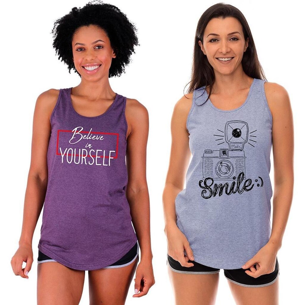 Kit 2 Regatas Longline Feminina MXD Conceito Slim Diversas Estampas