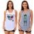 Kit 2 Regatas Longline Feminina MXD Conceito Slim Diversas Estampas - Branco+Cinza