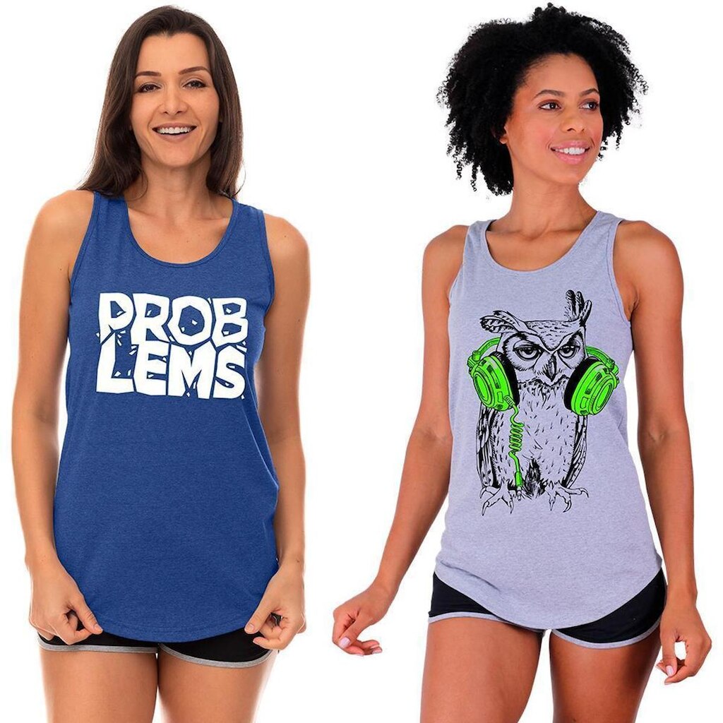 Kit 2 Regatas Longline Feminina MXD Conceito Slim Diversas Estampas