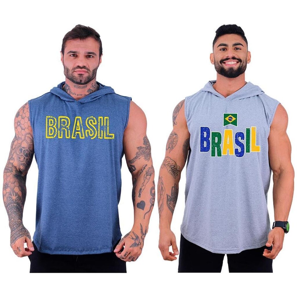 Kit 2 Regatas Longline Machão Com Touca Masculina MXD Conceito Sport Academia