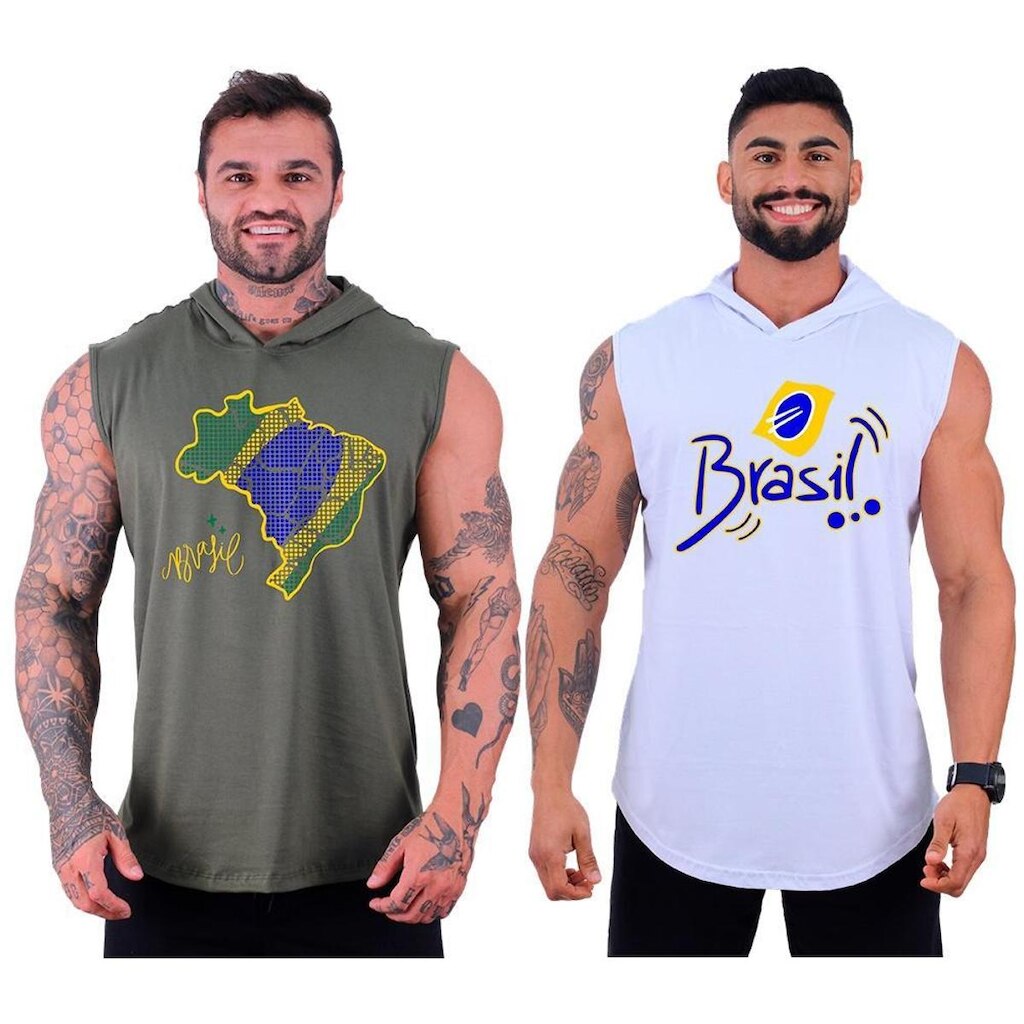 Kit 2 Regatas Longline Machão Com Touca Masculina MXD Conceito Sport Academia
