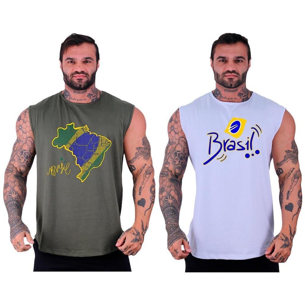 Kit 2 Regatas Longline Machão Masculina MXD Conceito Musculação Academia