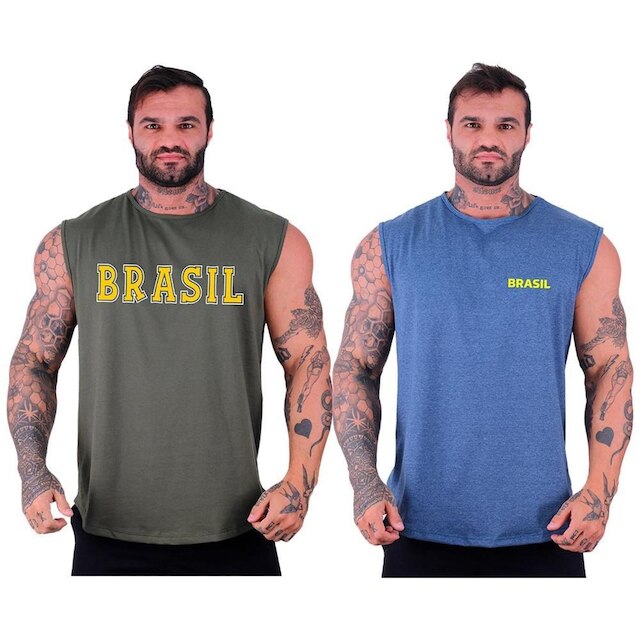 Kit 2 Regatas Longline Machão Masculina MXD Conceito Musculação Academia