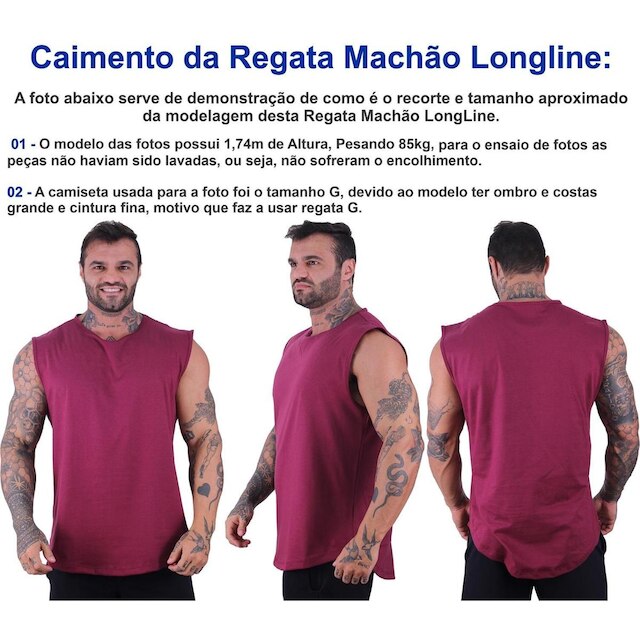Kit 2 Regatas Longline Machão Masculina MXD Conceito Musculação Academia