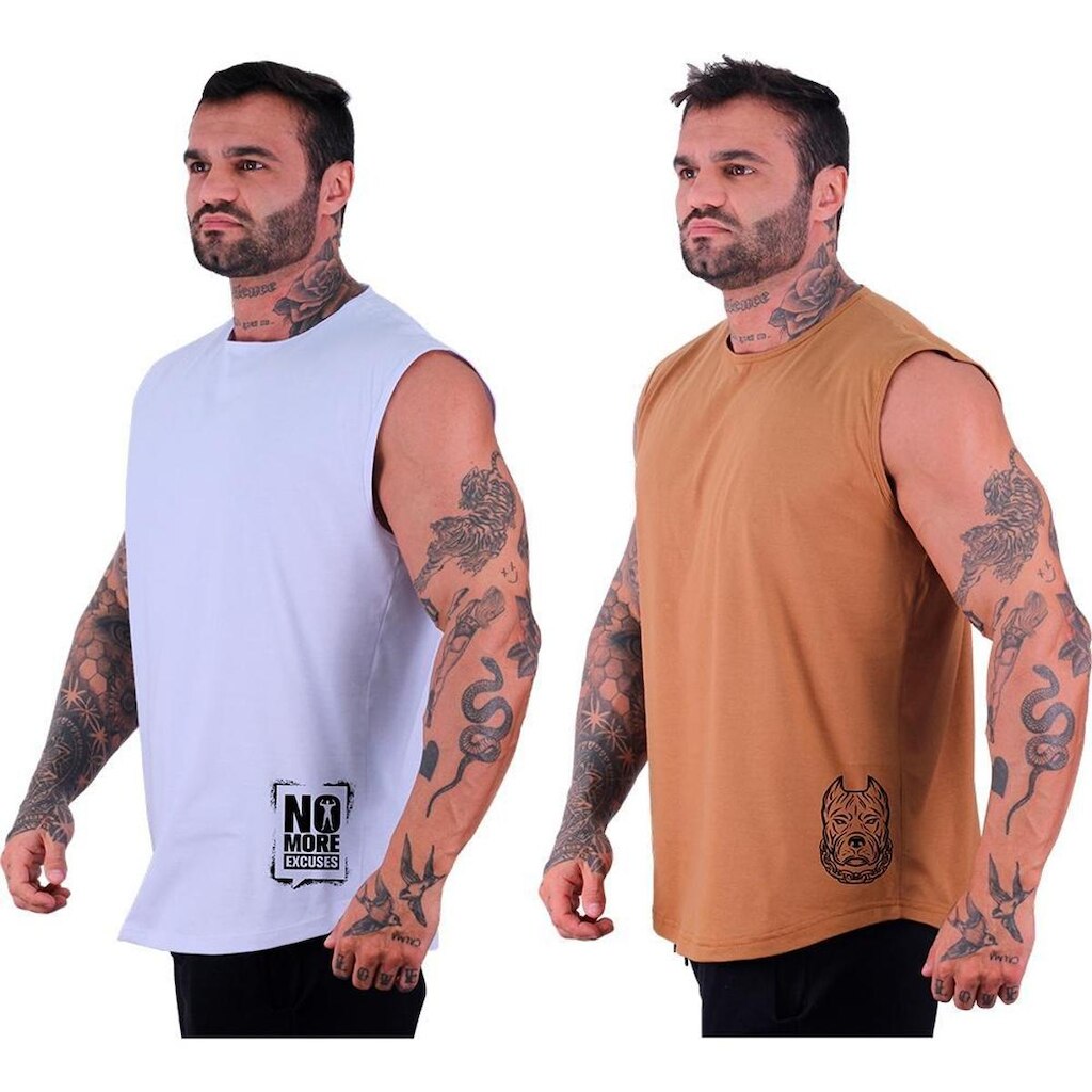 Kit 2 Regatas Longline Machão Masculina MXD Conceito Musculação Academia