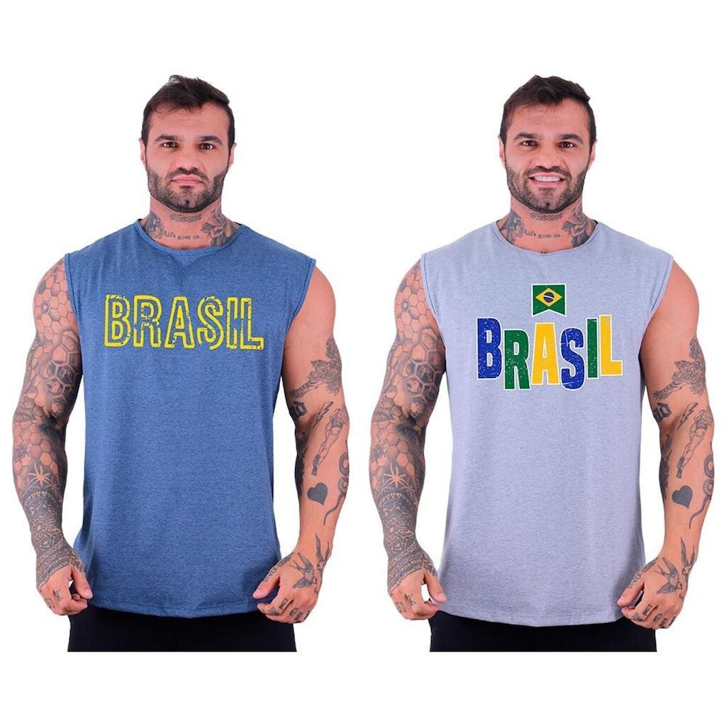 Kit 2 Regatas Longline Machão Masculina MXD Conceito Musculação Academia