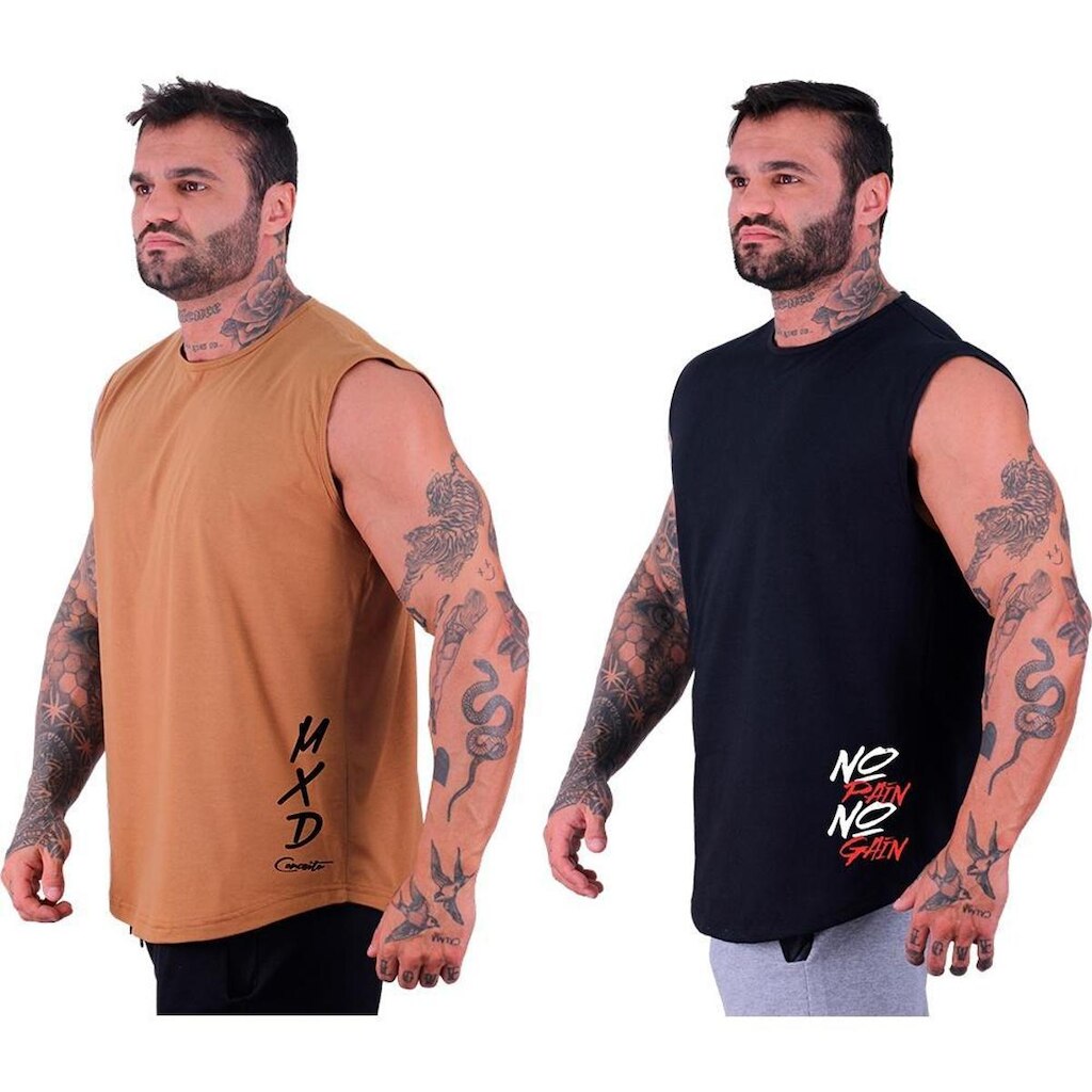 Kit 2 Regatas Longline Machão Masculina MXD Conceito Musculação Academia