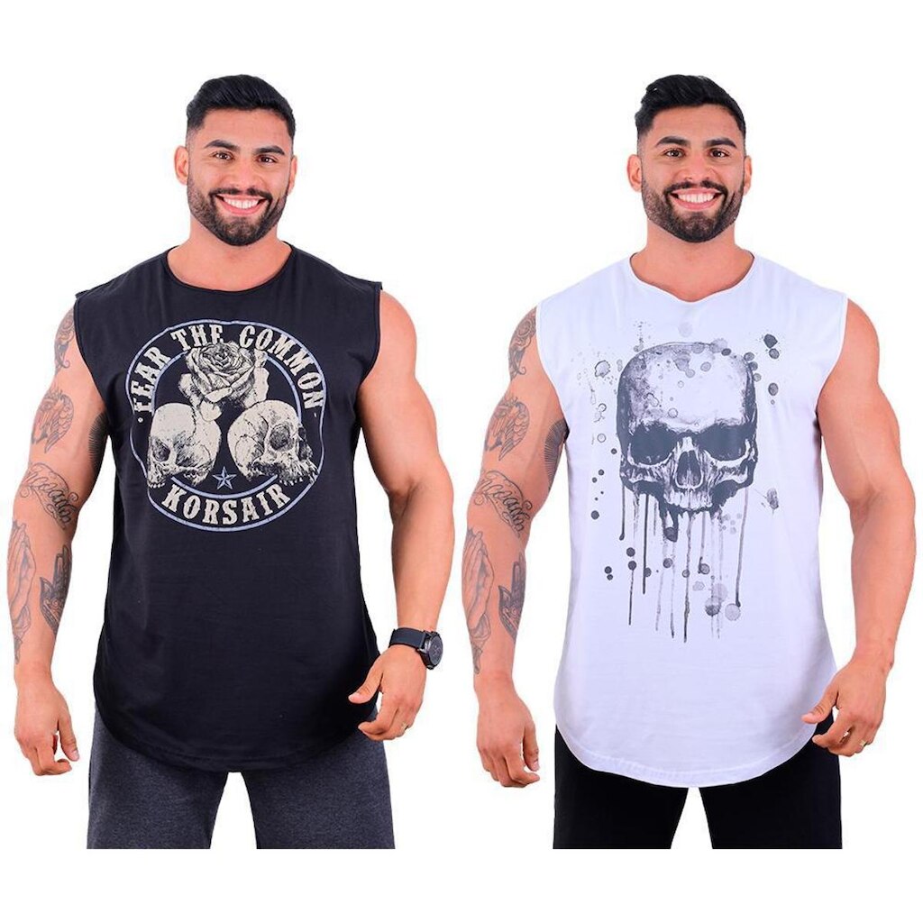 Kit 2 Regatas Longline Machão Masculina MXD Conceito Treino Academia