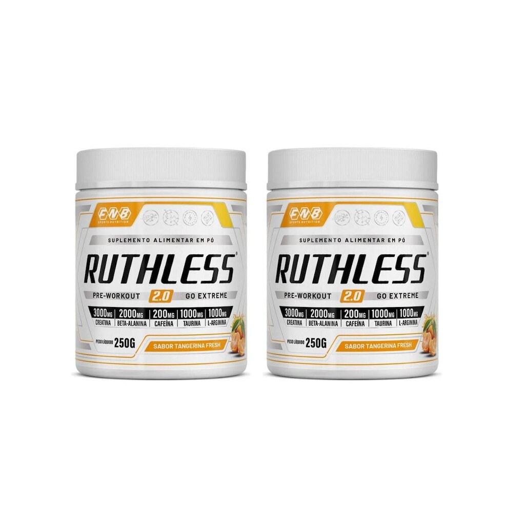 Kit 2 Ruthless 2.0 Pré-treino Sabor Tangerina 2x250g FNB Sport Nutrition