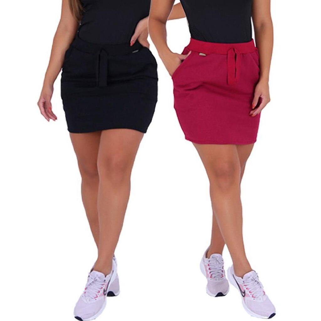 Kit 2 Saias Moletom Casual Academia Anitta