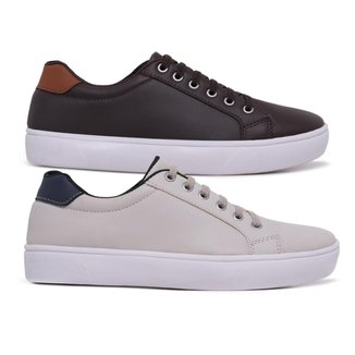 Kit 2 Sapatênis Casual Masculino Confort SF Ajuste Elástico