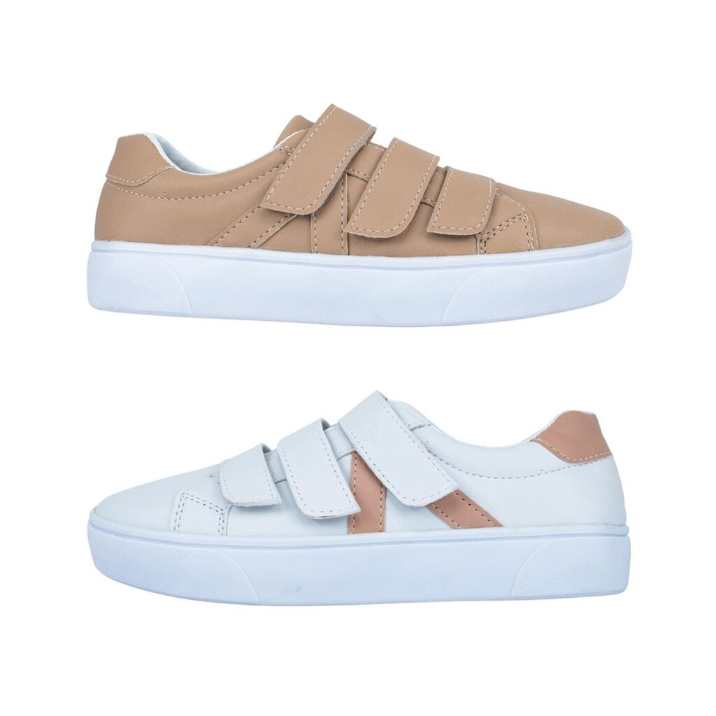 Kit 2 Sapatenis Feminino com Fechamento Velcro Calce Fácil