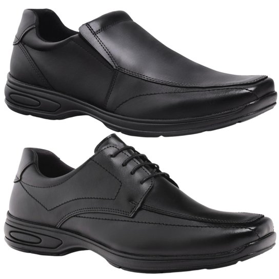 Kit 2 Sapato Social Masculino Conforto - Preto Menor preço em Kit 2 Sapato Social Masculino Conforto - Preto