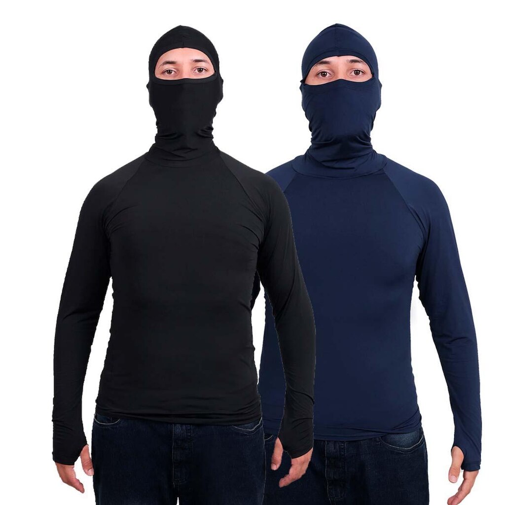 Kit 2 Segunda Pele Térmica Touca Ninja Frio Proteção Solar
