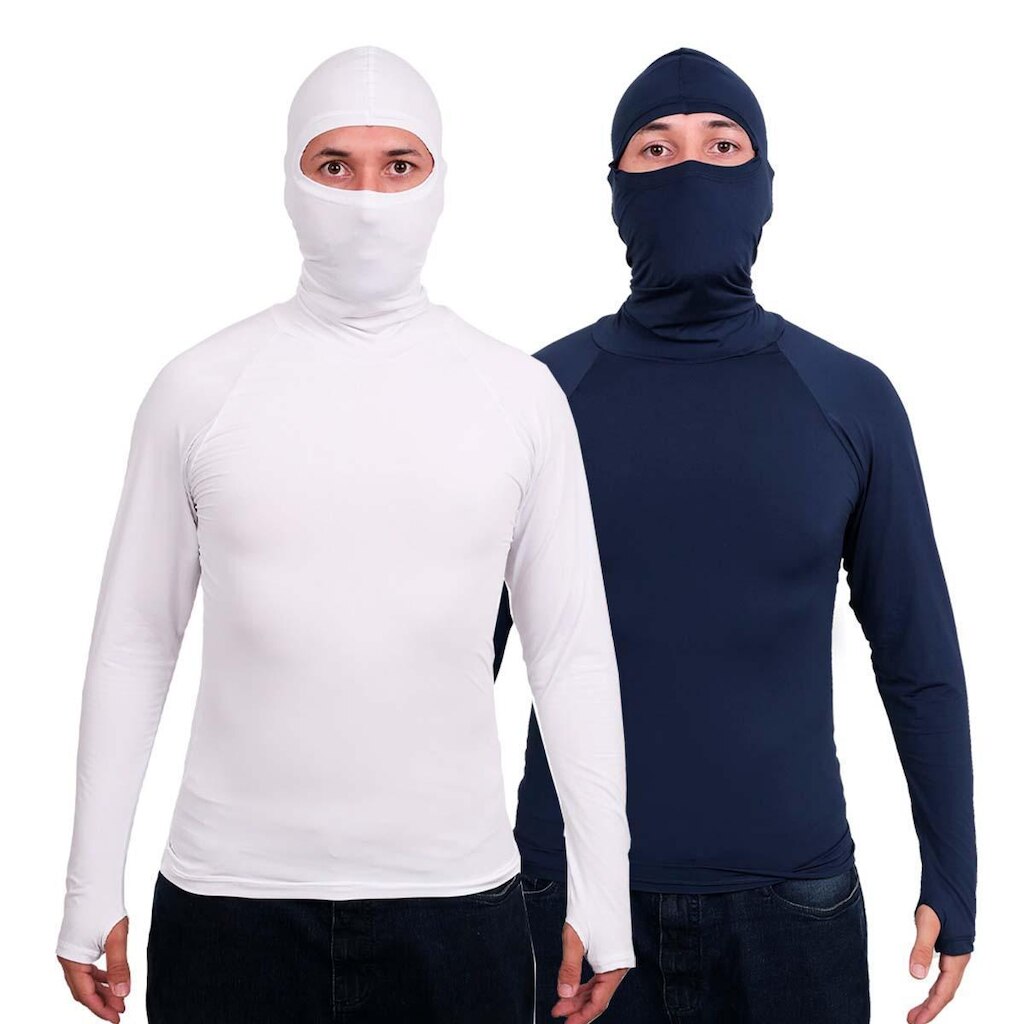 Kit 2 Segunda Pele Térmica Touca Ninja Frio Proteção Solar
