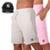 Kit 2 Short Praia Bermuda Masculina Moletom Treino Cordao Ajustavel Bolsos Com Bone Aba Pre Curvada - Rosa