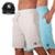 Kit 2 Short Praia Bermuda Masculina Moletom Treino Cordao Ajustavel Bolsos Com Bone Aba Pre Curvada - Azul Claro