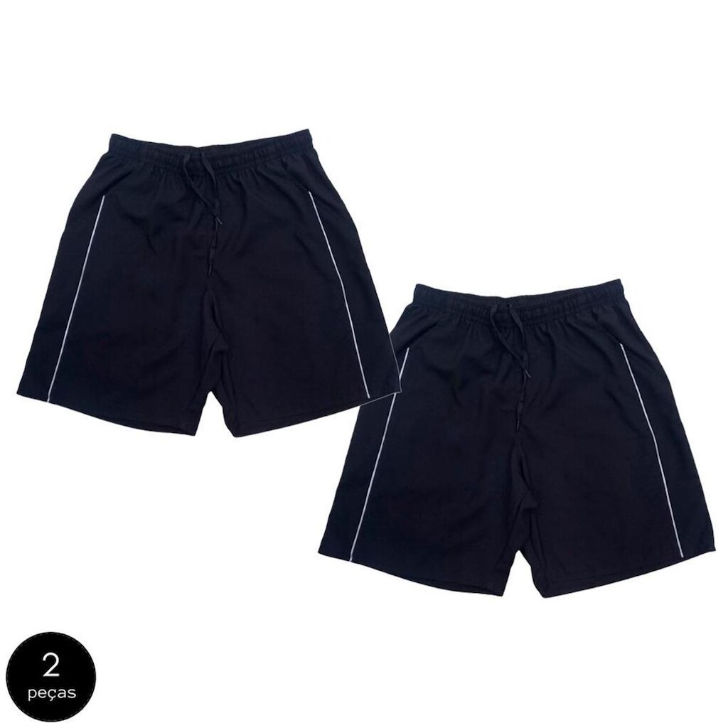 Kit 2 Shorts Black Bear Bermudas Básicas Tactel Liso Lisa Masculina Casual