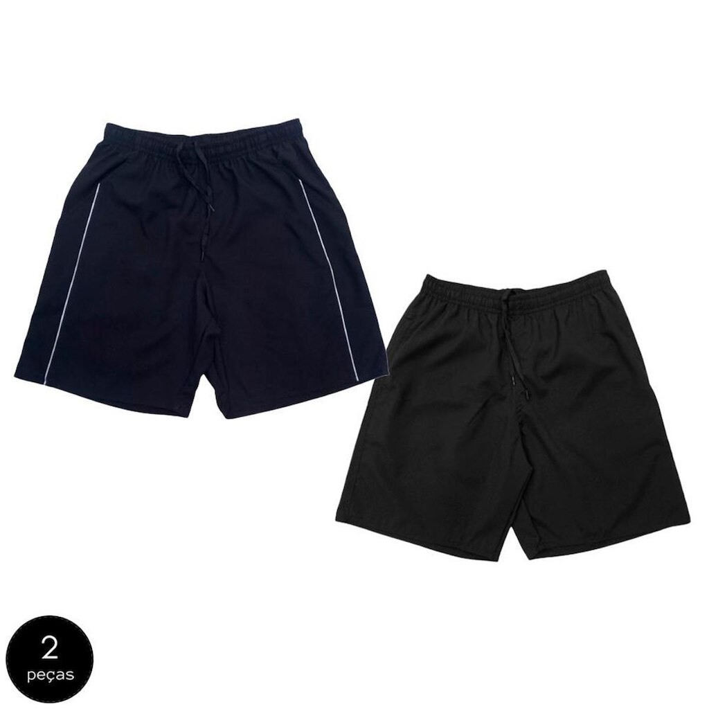 Kit 2 Shorts Black Bear Bermudas Básicas Tactel Liso Lisa Masculina Casual
