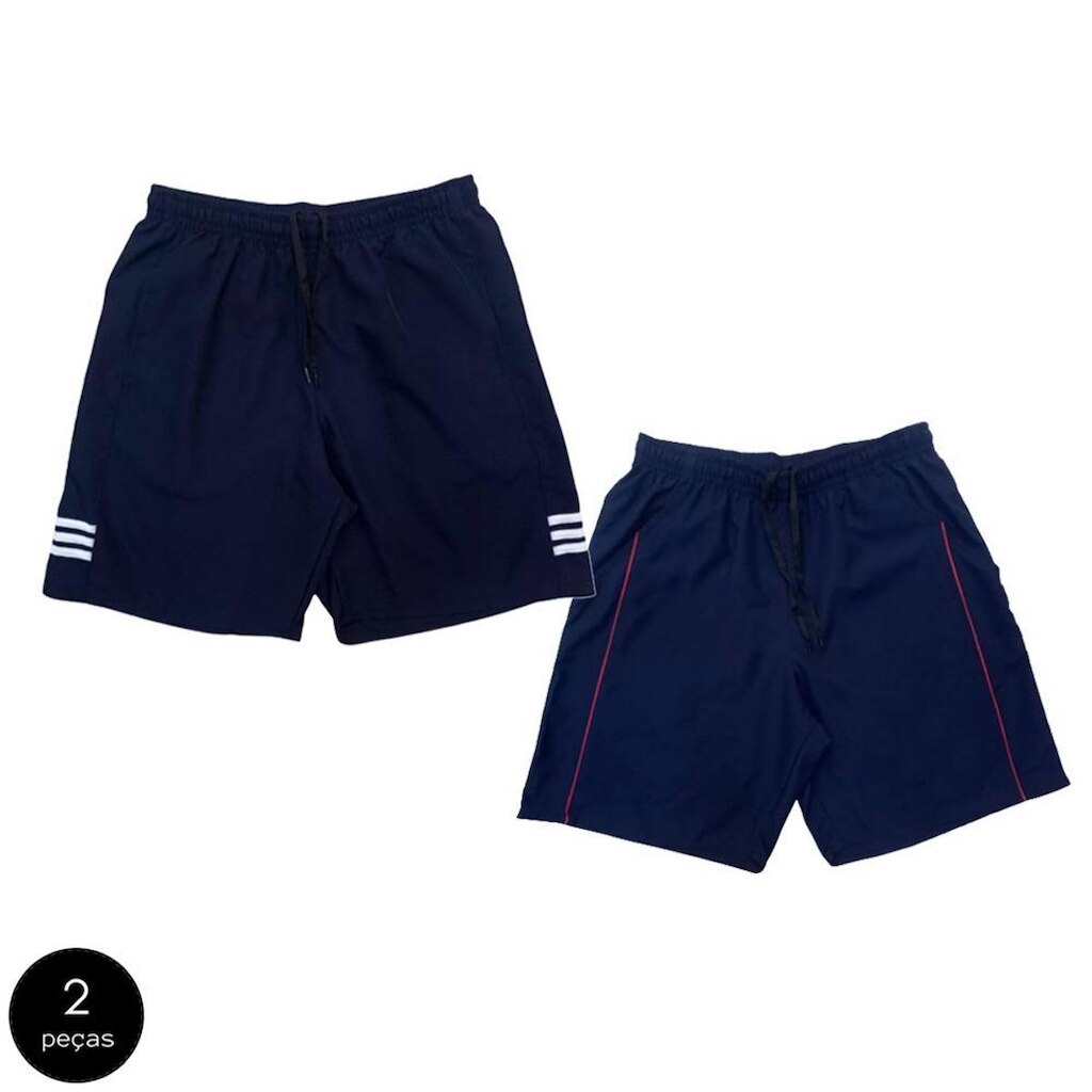 Kit 2 Shorts Black Bear Bermudas Básicas Tactel Liso Lisa Masculina Casual