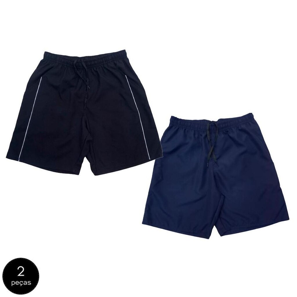 Kit 2 Shorts Black Bear Bermudas Básicas Tactel Liso Lisa Masculina Casual