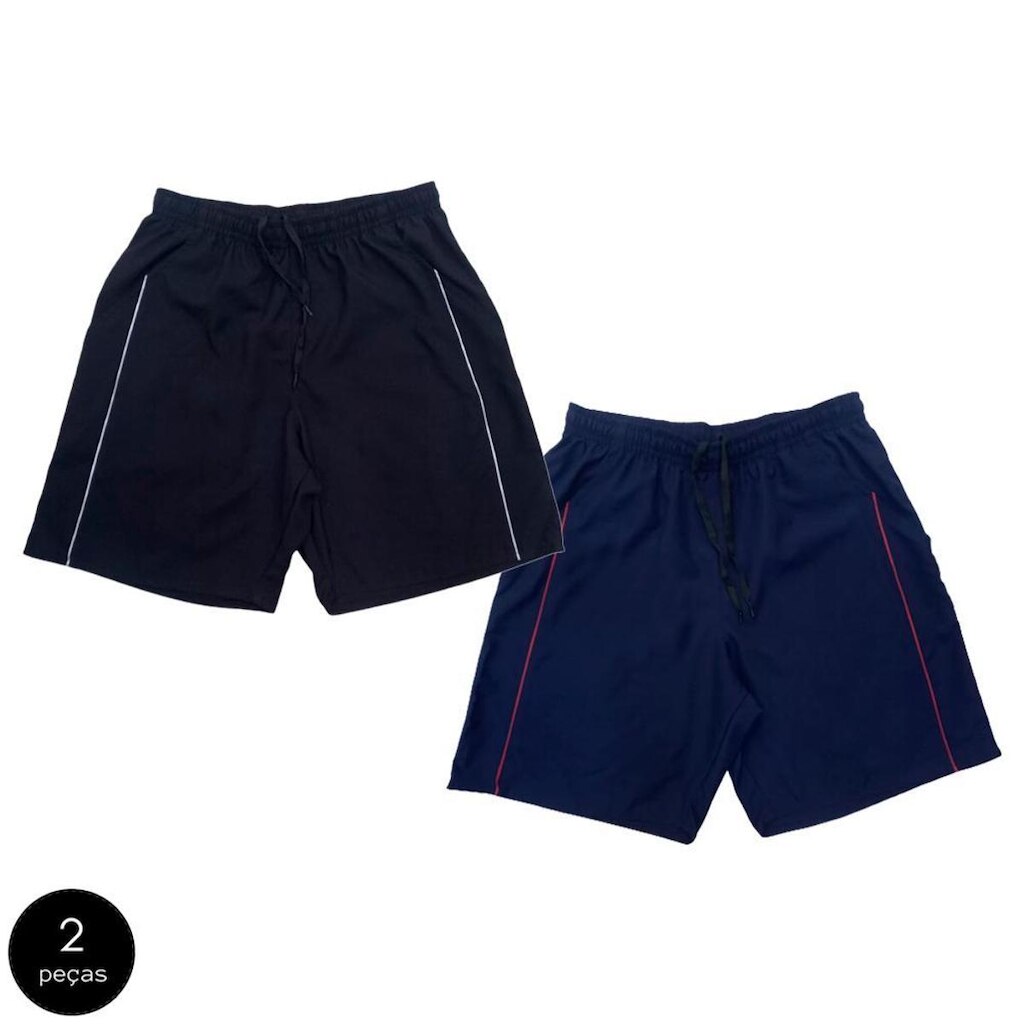 Kit 2 Shorts Black Bear Bermudas Básicas Tactel Liso Lisa Masculina Casual