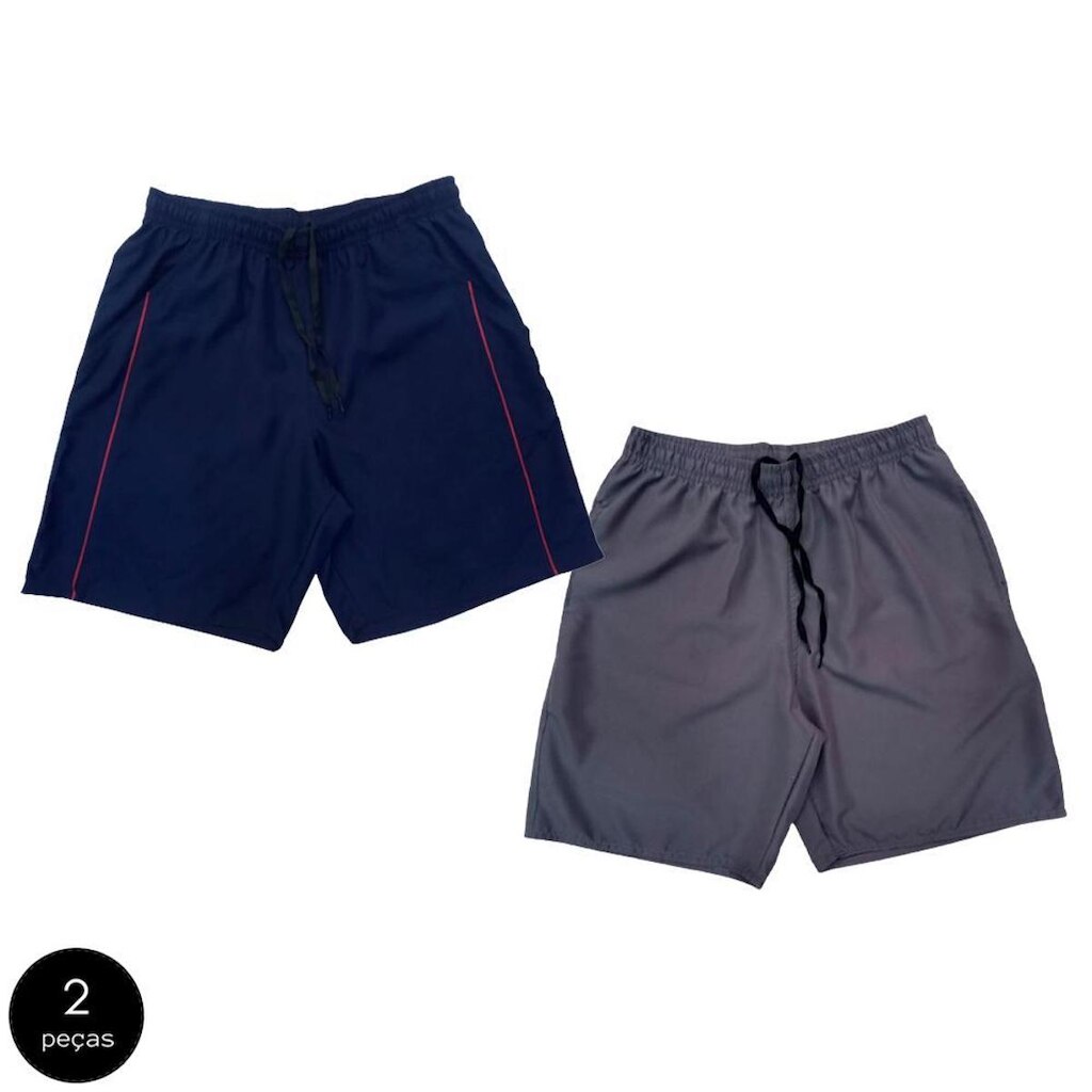 Kit 2 Shorts Black Bear Bermudas Básicas Tactel Liso Lisa Masculina Casual