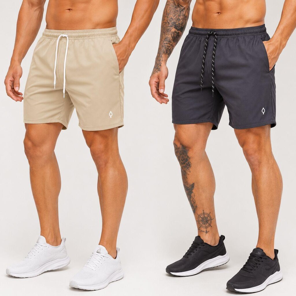 Kit 2 Shorts Praia Bermuda Masculino Básico liso em Tactel Elastano