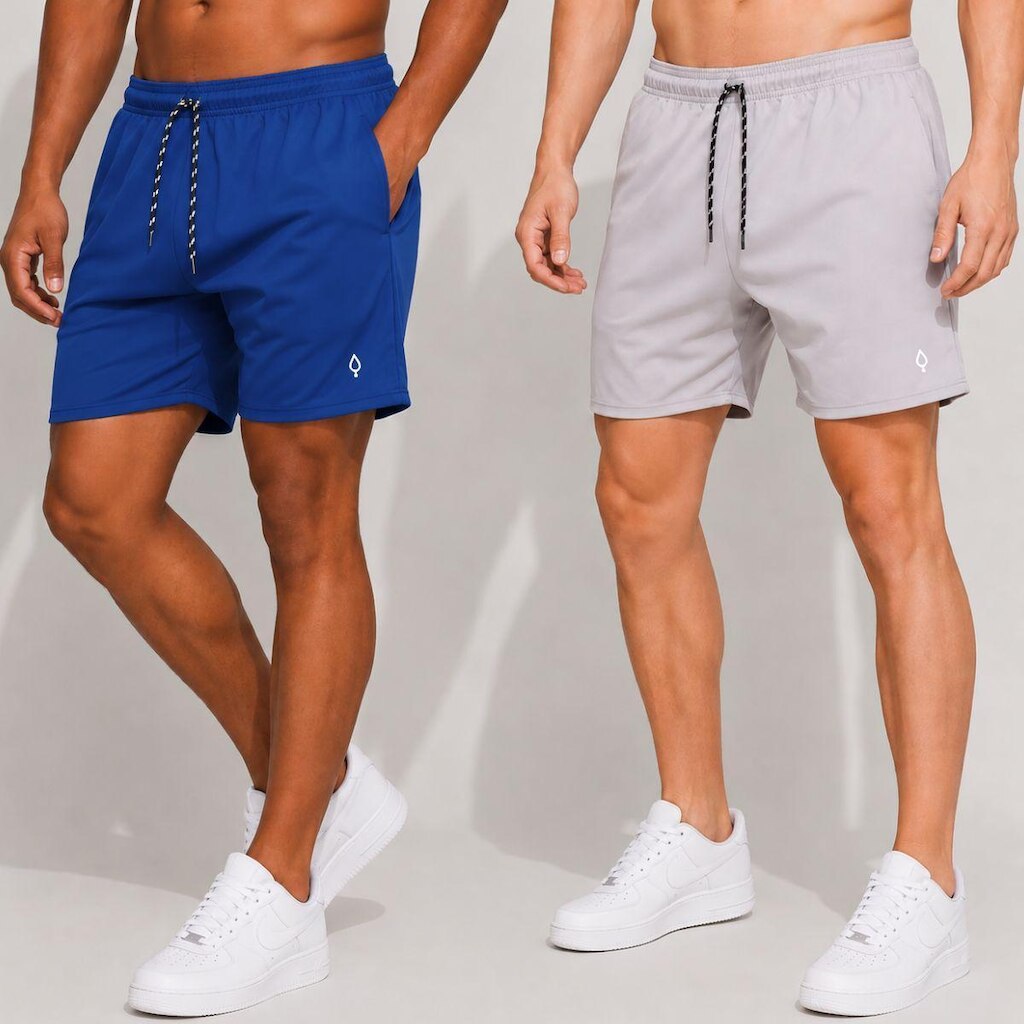 Kit 2 Shorts Praia Bermuda Masculino Básico liso em Tactel Elastano