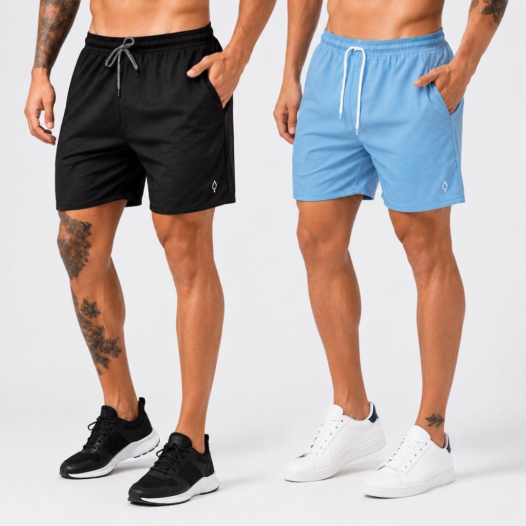 Kit 2 Shorts Praia Bermuda Masculino Básico liso em Tactel Elastano