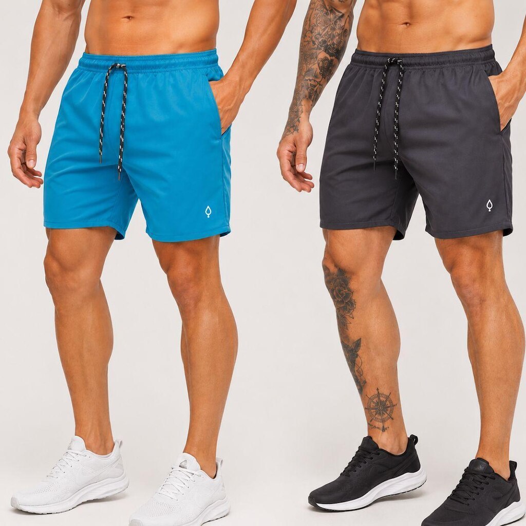 Kit 2 Shorts Praia Bermuda Masculino Básico liso em Tactel Elastano