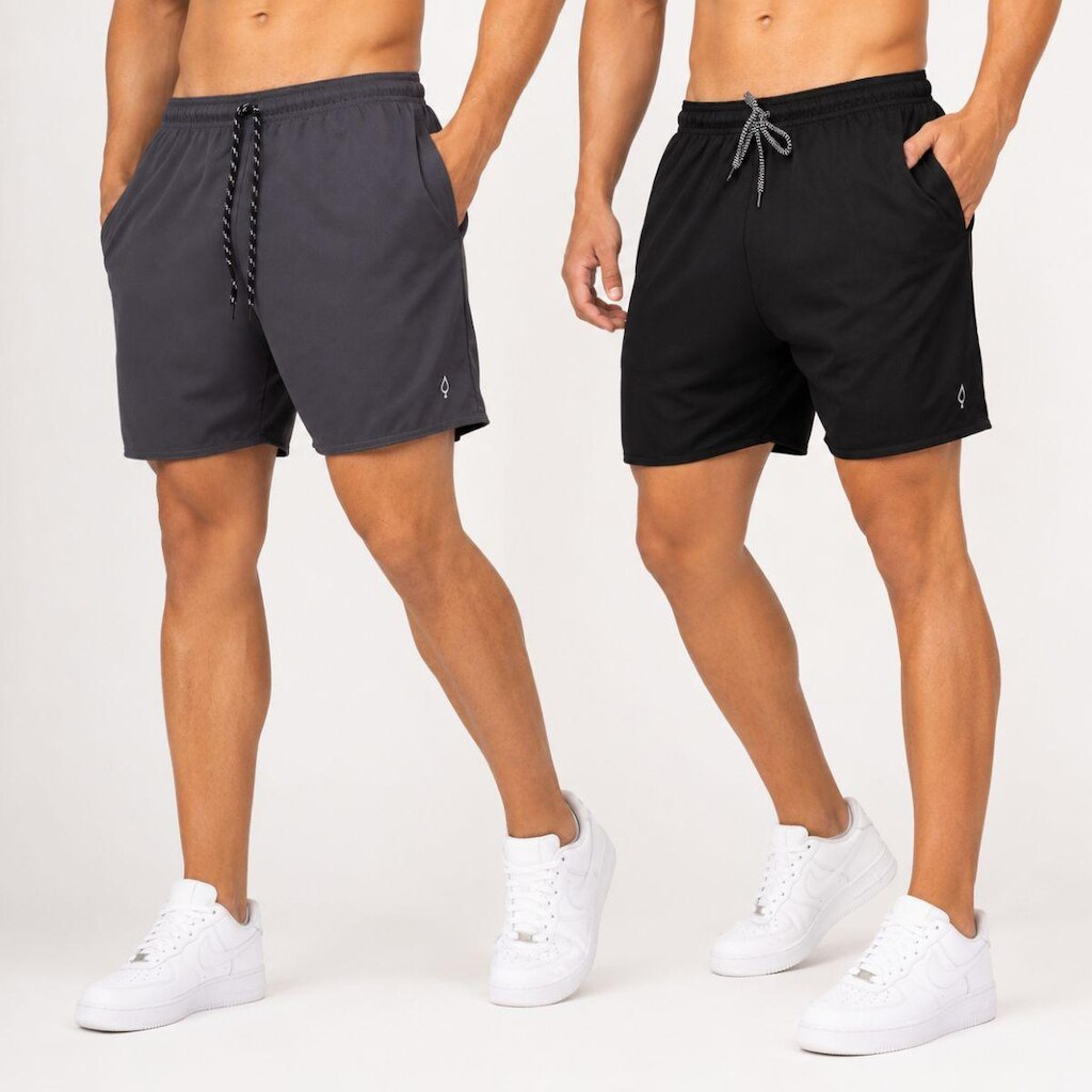 Kit 2 Shorts Praia Bermuda Masculino Básico liso em Tactel Elastano