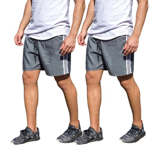 Kit 2 Shorts Tactel Masculino Treino Academia Bolso Traseiro KIT-2-192 - P - Cinza Menor preço em Kit 2 Shorts Tactel Masculino Treino Academia Bolso Traseiro KIT-2-192 - P - Cinza