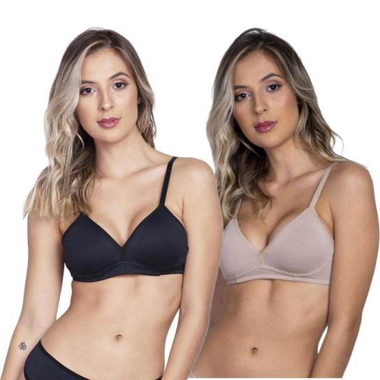 Kit 2 Sutiã Básico Suspiro Íntimo Em Microfibra E Chocolate Adulto - Preto Menor preço em Kit 2 Sutiã Básico Suspiro Íntimo Em Microfibra E Chocolate Adulto - Preto