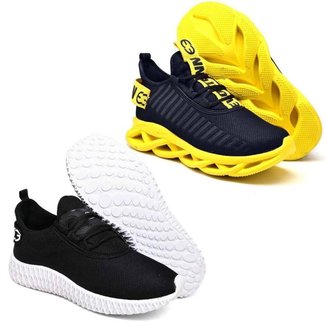 Kit 2 Tênis Caminhada Respiravel Confortavel Ultra Leve