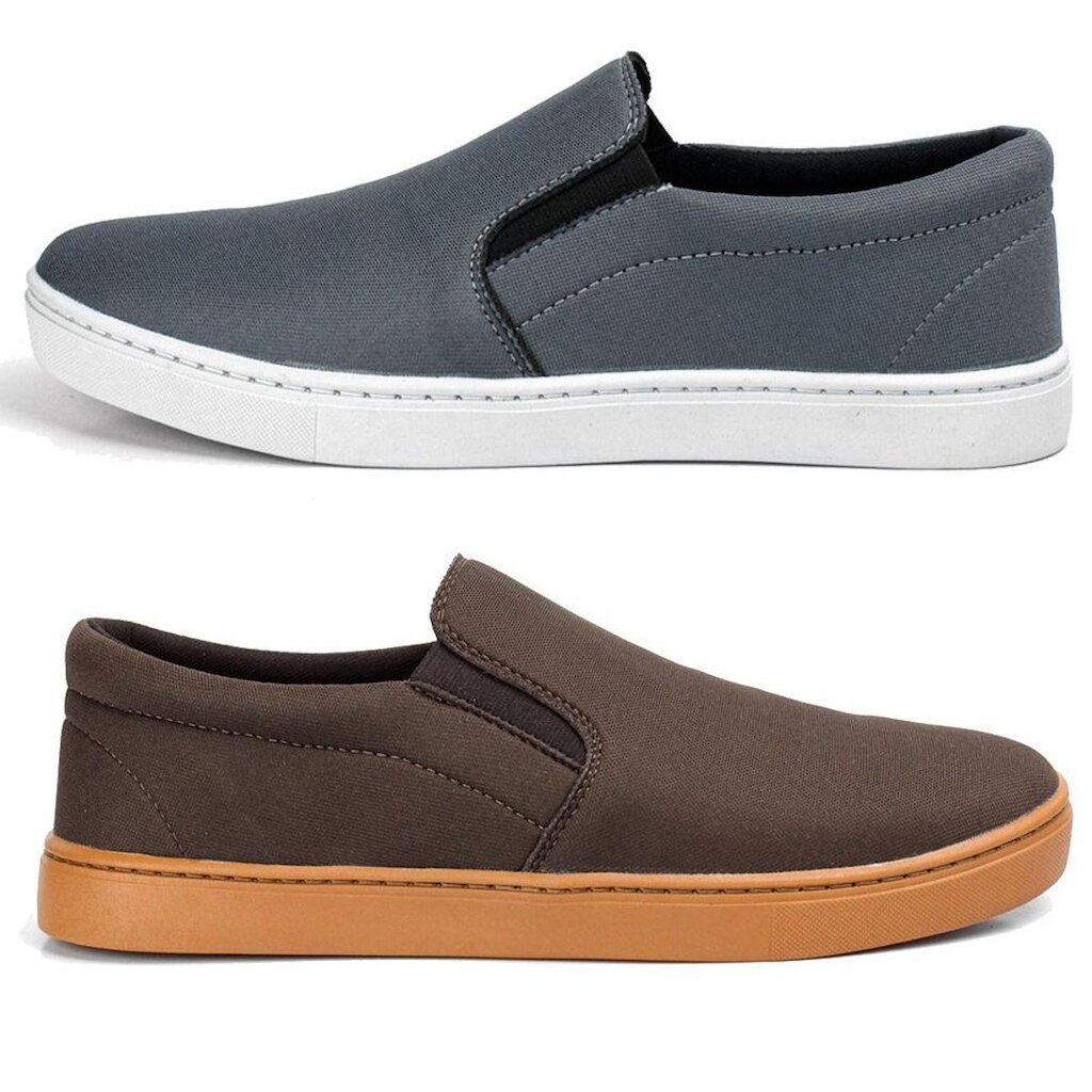 Kit 2 Tênis Casual Slip On em Lona Sem Cadarço Leve Urban