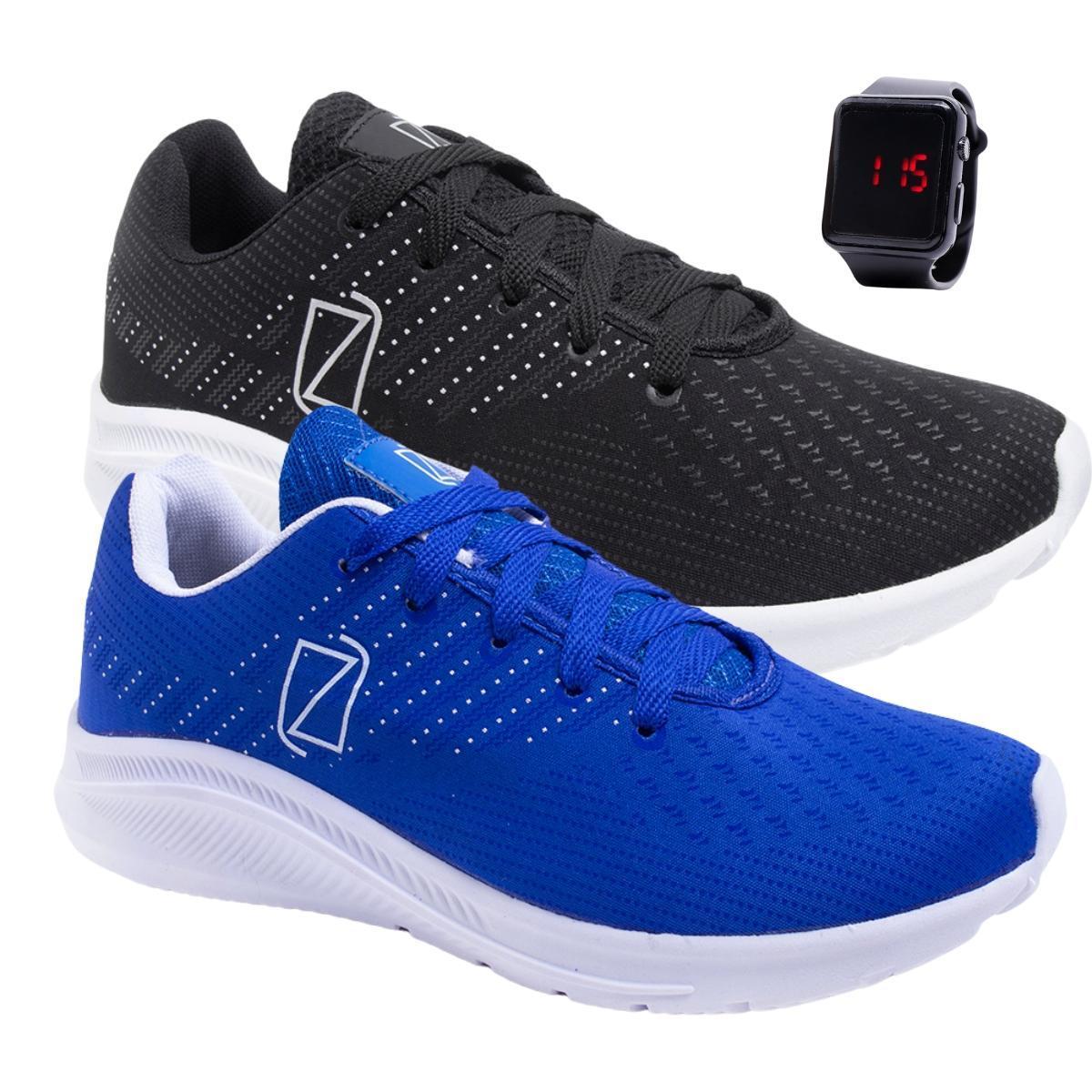 Kit 2 Tenis Esporte para Treino Caminhada Masculino + Reléogio