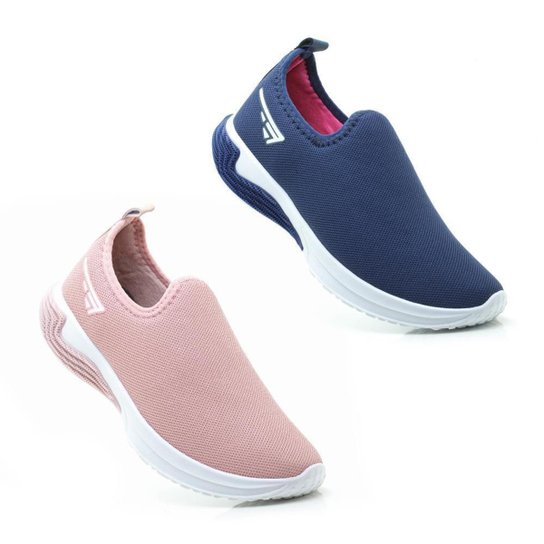 Kit 2 Tênis Esportivo Slip On Feminino Academia Fitness - Rosa+Azul é ruim? Kit 2 Tênis Esportivo Slip On Feminino Academia Fitness - Rosa+Azul é boa?